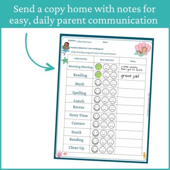 Mermaids Smiley Face Preschool Editable Behavior Chart Kindergarten Point Sheet, image 4
