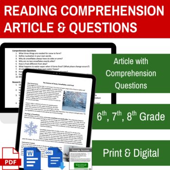 The Science of Snow, Snowflakes, & Frost Reading | How it Forms | 6th, 7th, 8th, image 2