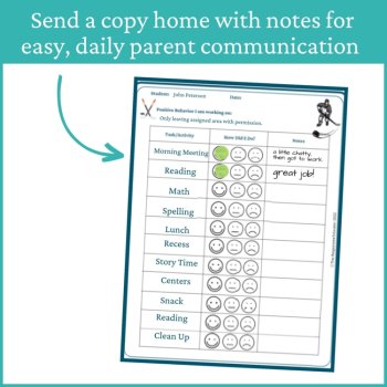 Hockey Smiley Face Preschool Editable Behavior Chart Kindergarten Point Sheet, image 4