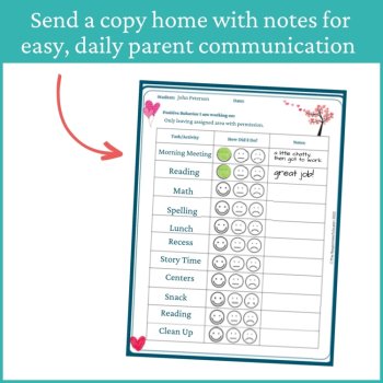 Valentine's Day Smiley Face Preschool Editable Behavior Chart Kinder Point Sheet, image 4