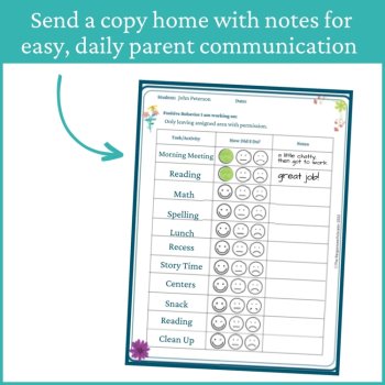 Flowers Smiley Face Preschool Editable Behavior Chart Kindergarten Point Sheet, image 4