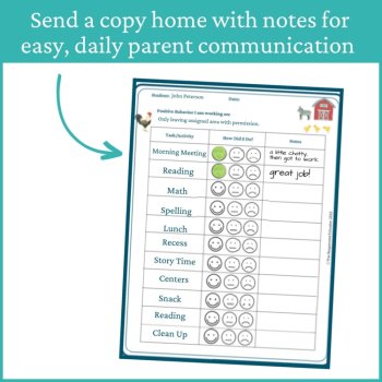 Farm Smiley Face Preschool Editable Behavior Chart Kindergarten Point Sheet, image 4