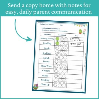 Easter Smiley Face Preschool Editable Behavior Chart Kindergarten Point Sheet, image 4