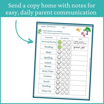 Dino Babies Smiley Face Preschool Editable Behavior Chart Kinder Point Sheet, image 4