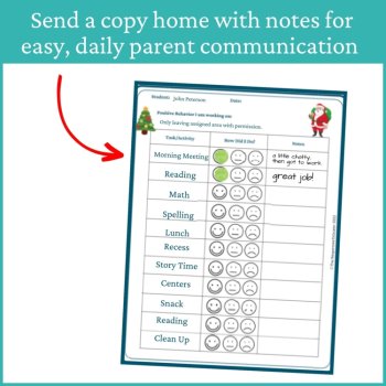 Christmas Smiley Face Preschool Editable Behavior Chart Kindergarten Point Sheet, image 4