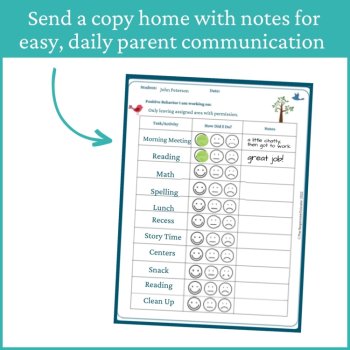 Birds Smiley Face Preschool Editable Behavior Chart Kindergarten Point Sheet, image 4