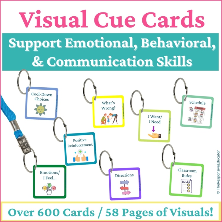 Behavior Visual Cue Cards Lanyards Autism Visuals Nonverbal Students