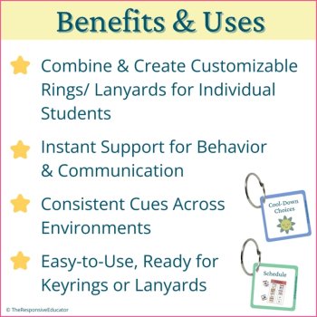 Behavior Visual Cue Cards Lanyards Autism Visuals Nonverbal Students, image 3