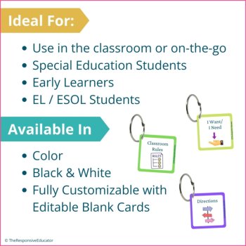 Behavior Visual Cue Cards Lanyards Autism Visuals Nonverbal Students, image 4