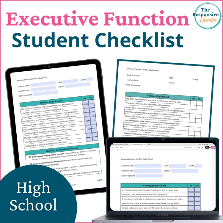 Executive Functioning IEP Student Checklist IEP Activities Goal Setting 9-12th