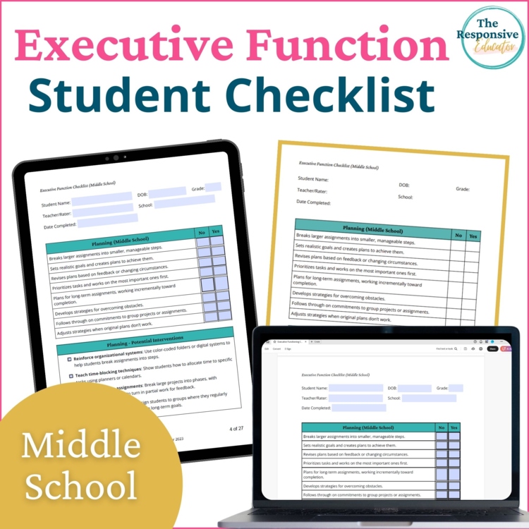 Executive Functioning IEP Student Checklist IEP Activities Goal Setting 6th-8th