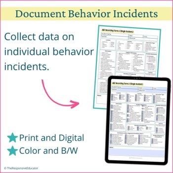 ABC Data Sheet ABC Behavior Checklist Student Behavior Documentation Form, image 2