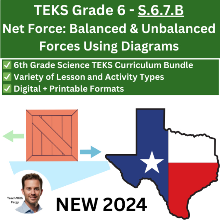 S.6.7.B – Net Force: Balanced & Unbalanced Forces Using Diagrams | TEKS Science