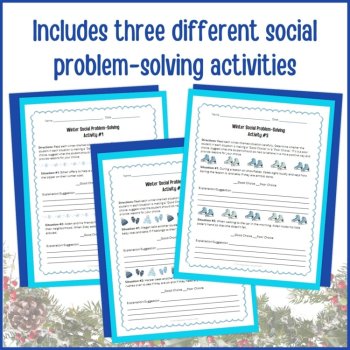 Winter Social Behavior Worksheets Social Problem Solving Scenarios SEL Activity, image 2