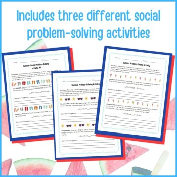 Summer Social Behavior Worksheets Social Problem Solving Scenarios SEL Activity, image 2