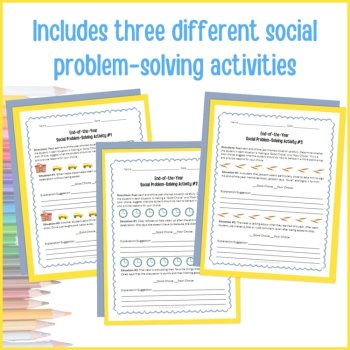 End of Year Social Behavior Worksheets Problem Solving Scenarios SEL Activity, image 2