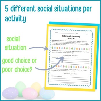 Easter Social Behavior Worksheets Problem Solving Scenarios SEL Activity, image 3