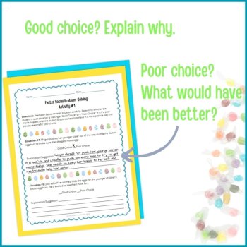 Easter Social Behavior Worksheets Problem Solving Scenarios SEL Activity, image 4