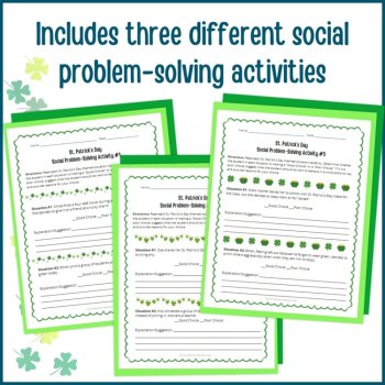 St Patrick's Day Social Behavior Worksheets Problem Solving Scenario Activity, image 2