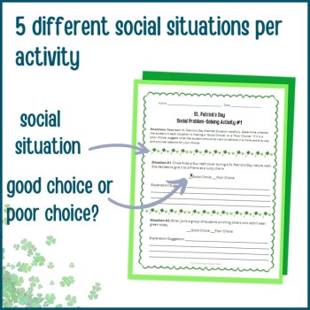 St Patrick's Day Social Behavior Worksheets Problem Solving Scenario Activity, image 3