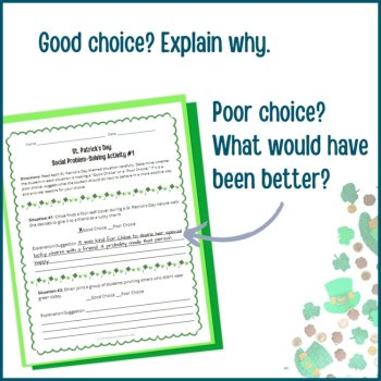 St Patrick's Day Social Behavior Worksheets Problem Solving Scenario Activity, image 4