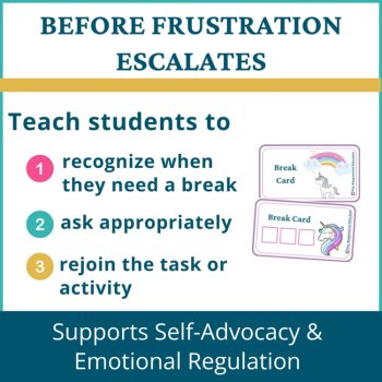 Unicorn Student I Need a Break Card Classroom Emotional Regulation Visual, image 2