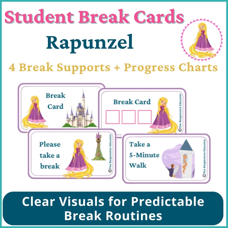 Rapunzel Student I Need a Break Card Emotional Regulation Visual Classroom