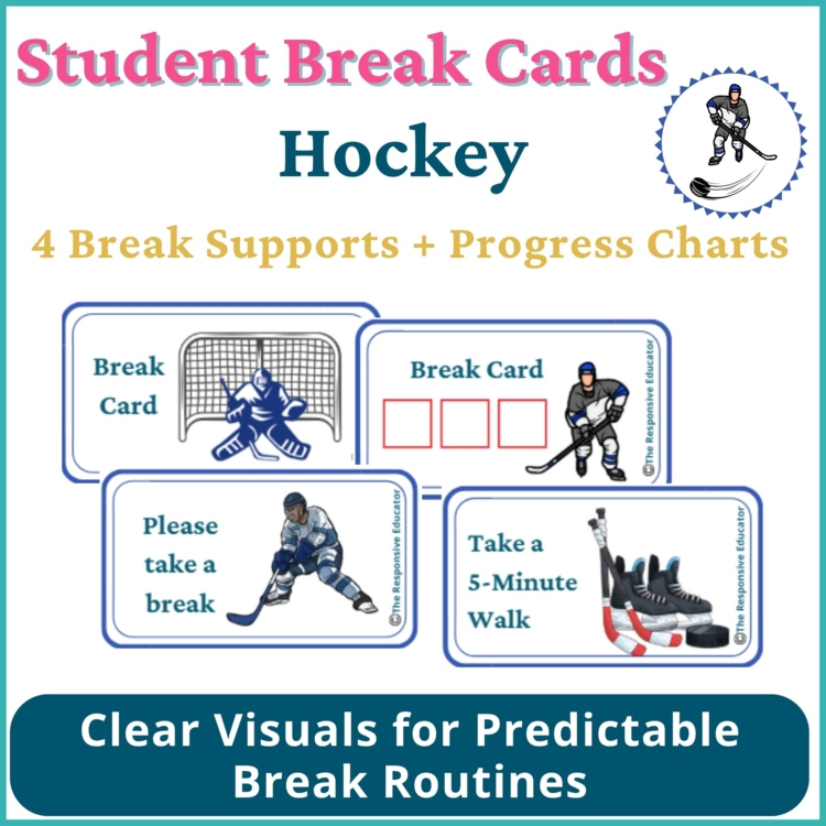 Hockey Student I Need a Break Card Classroom Emotional Regulation Visual