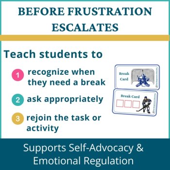 Hockey Student I Need a Break Card Classroom Emotional Regulation Visual, image 2