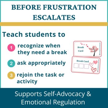 Valentine's Day Student I Need a Break Card Classroom Emotional Regulation, image 2