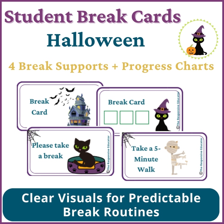 Halloween Student I Need a Break Card Classroom Emotional Regulation Visual