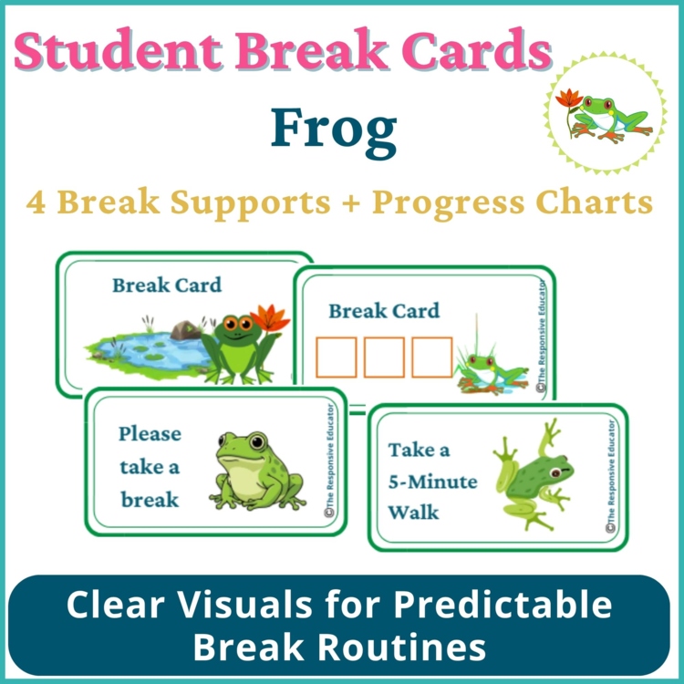 Frogs Student I Need a Break Card Classroom Emotional Regulation Visual