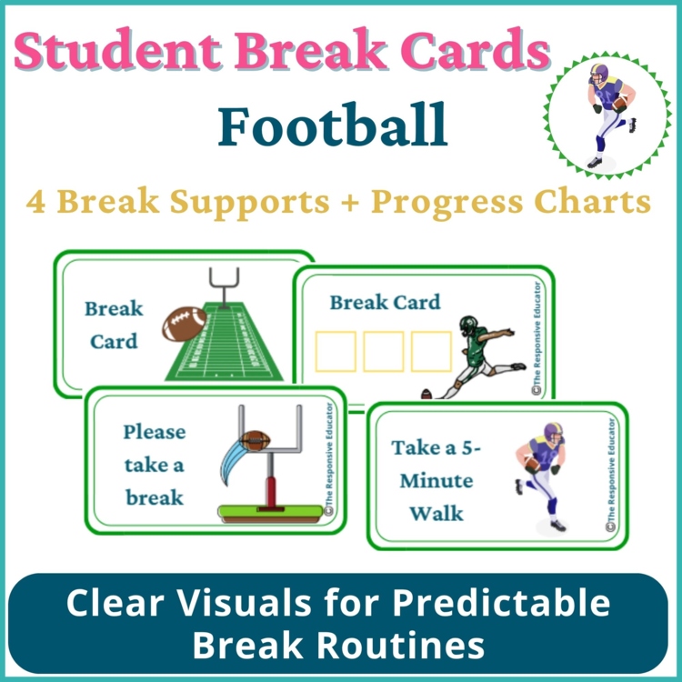Football Student I Need a Break Card Classroom Emotional Regulation Visual