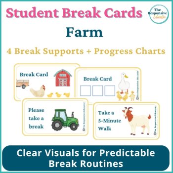 Farm Student I Need a Break Card Classroom Emotional Regulation Visual, image 4