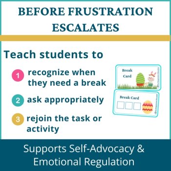 Easter Student I Need a Break Card Classroom Emotional Regulation Visual, image 2