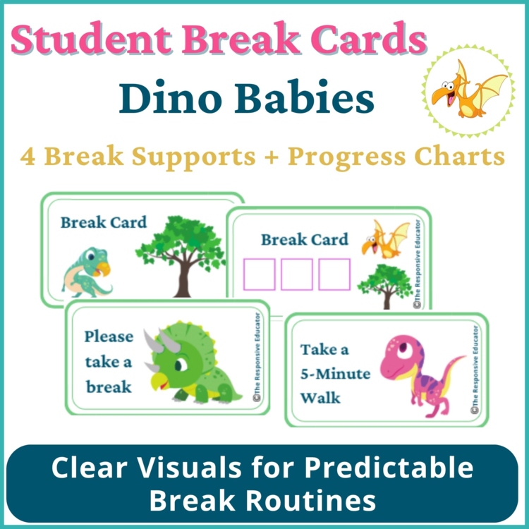 Dino Babies Student I Need a Break Card Classroom Emotional Regulation Visual
