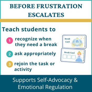 Cinderella Student I Need a Break Card Classroom Emotional Regulation Visual, image 2