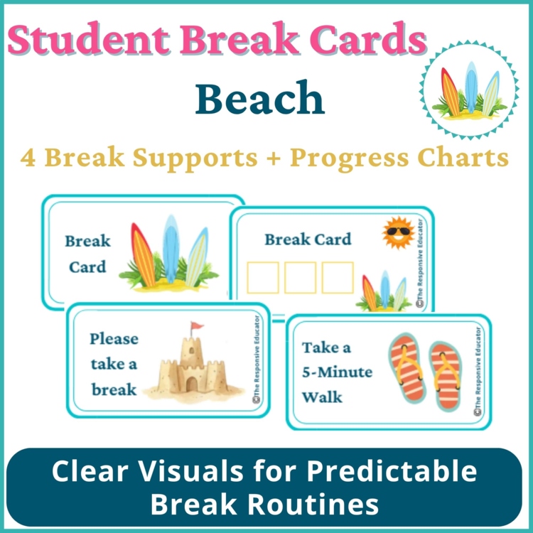Beach Student I Need a Break Card Classroom Emotional Regulation Visual