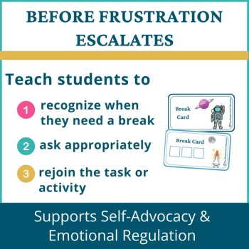 Astronaut Student I Need a Break Card Classroom Emotional Regulation Visual, image 2
