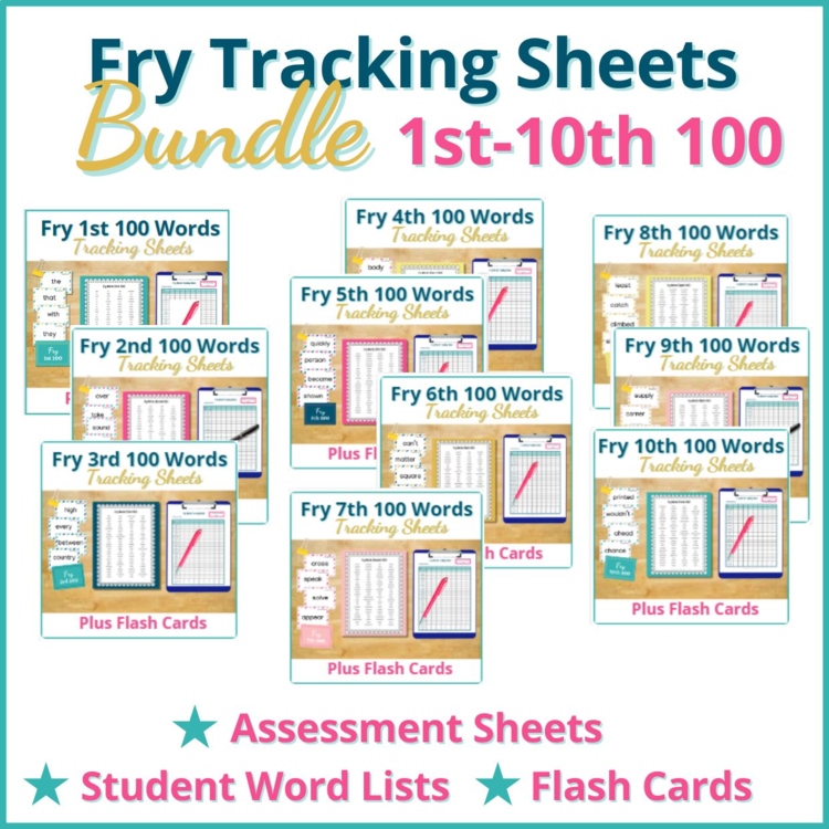 Complete Fry Words Checklist Sight Words Flash Cards Bundle 1st - 10th 100