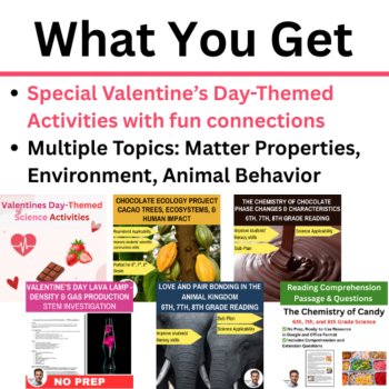 Valentine's Day Science Activities | STEM, Project, Readings | 6th, 7th, 8th, image 2