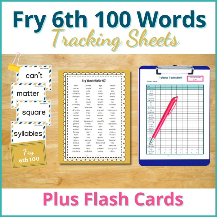 Fry Words Checklist, Sight Words Flash Cards Assessment (6th 100)