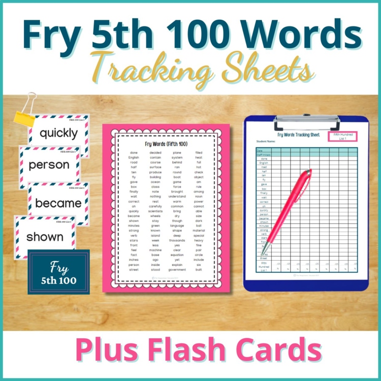 Fry Words Checklist, Sight Words Flash Cards Assessment (5th 100)
