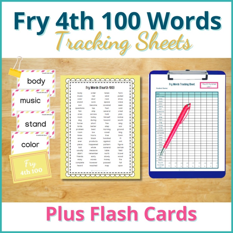 Fry Words Checklist, Sight Words Flash Cards Assessment (4th 100)