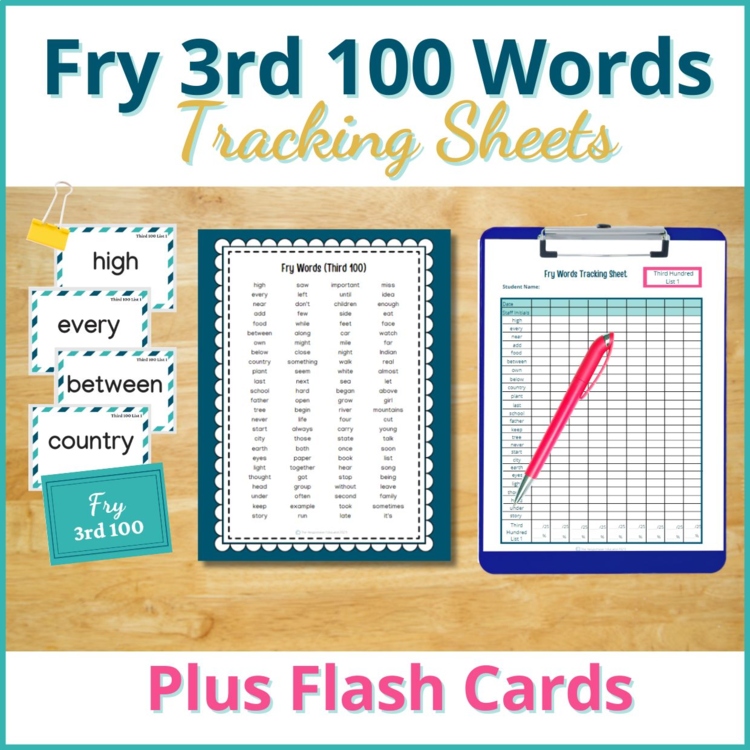 Fry Words Checklist, Sight Words Flash Cards Assessment (3rd 100)