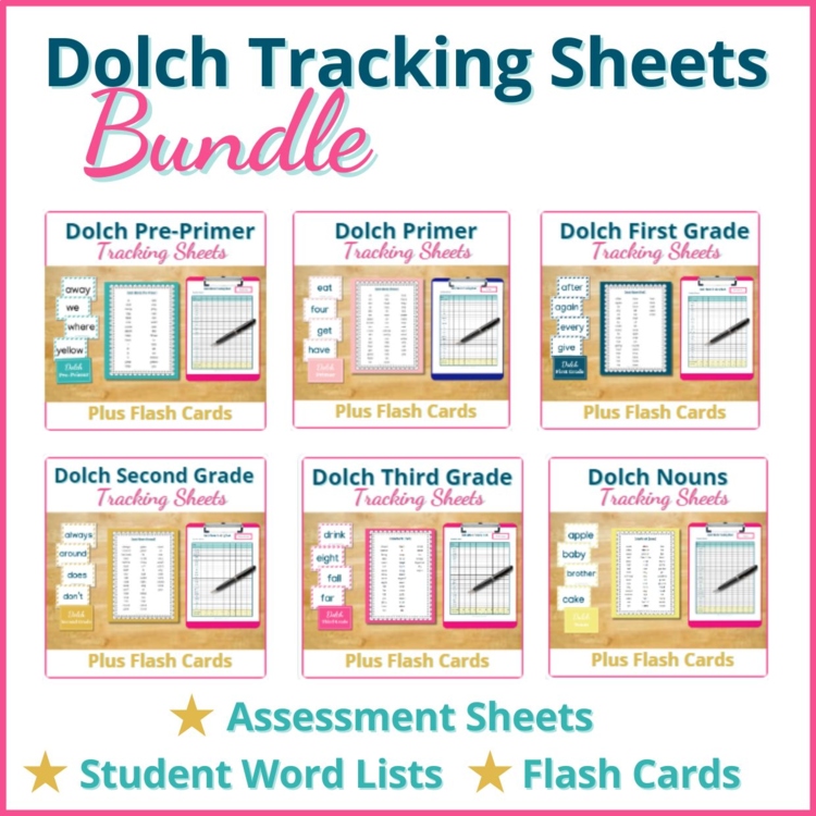Dolch Sight Word Checklist, Sight Words Flash Cards BUNDLE Sight Word Practice