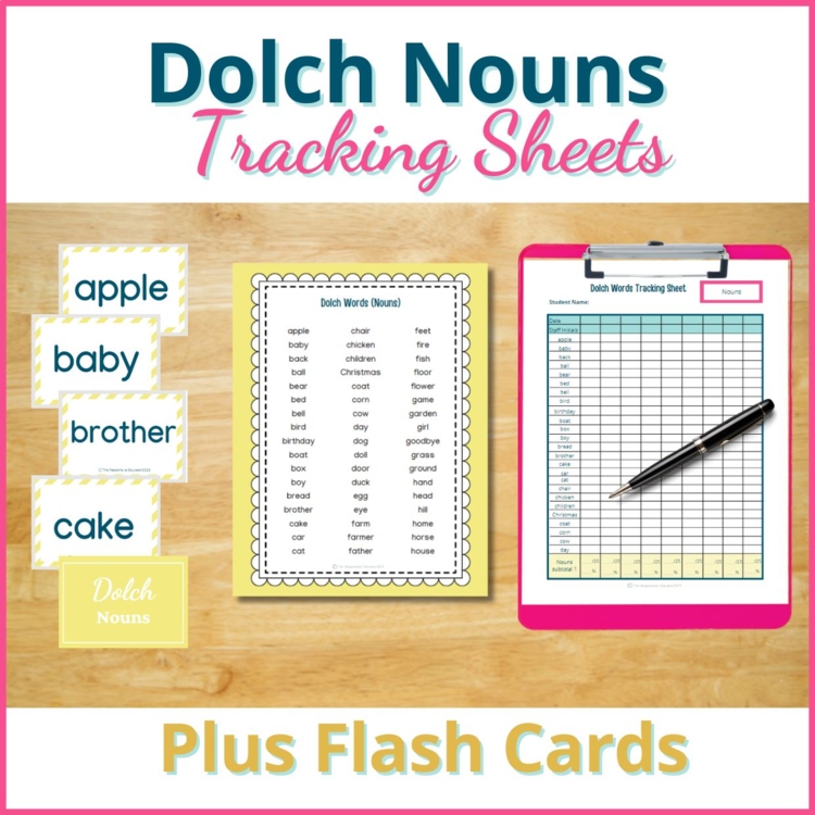Dolch Sight Word Checklist NOUNS Sight Words Flash Cards ELA Centers