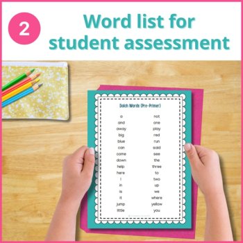 PREPRIMER Dolch Sight Word Checklist Preschool Assessment Sheet Forms, image 3
