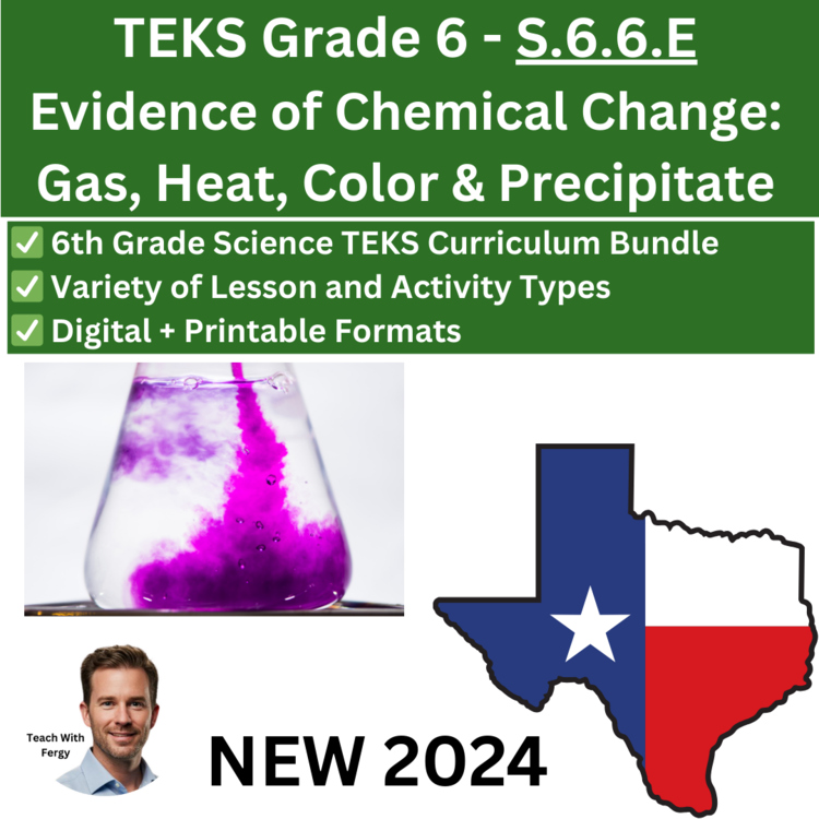 S.6.6.E – Evidence of Chemical Change: Gas, Heat, Color & Precipitate | TEKS