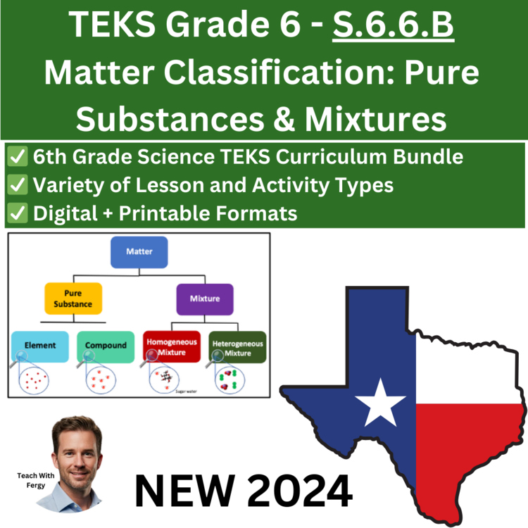 S.6.6.B – Matter Classification: Pure Substances & Mixtures | TEKS Science